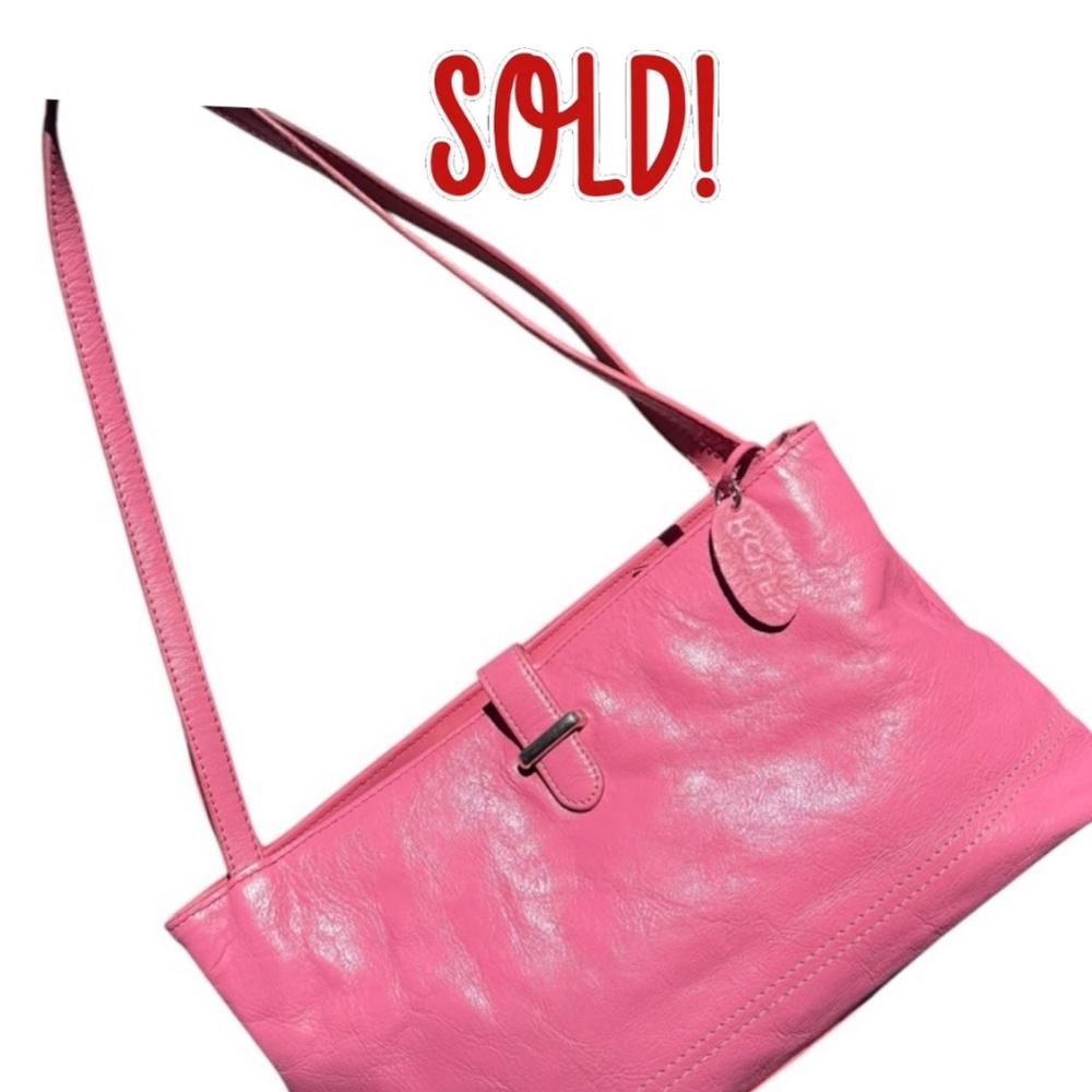 Vintage Rolfs Pink Leather Shoulder Bag Y2K Baguette Handbag Soft Leather Purse